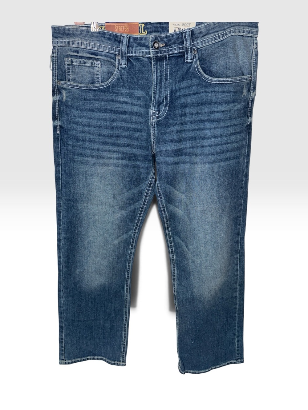 TK Axel Men's Blue Stretch Slim Bootcut Jeans. Sz 36/32